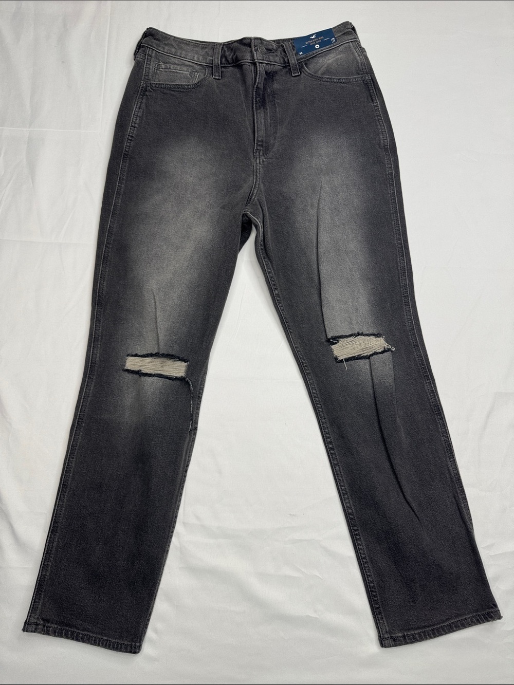 Hollister ultra high rise mom Jean size 9 9R w 29 L27 dark gray charcoal new nwt